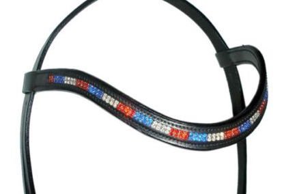 Cwell Equine curved * Team GB * CRYSTAL BROWBAND *Black*