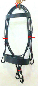 Cwell Equine PLAIN FLAT HUNT Cavesson Bridle With Quality LEATHER Reins - BLACK