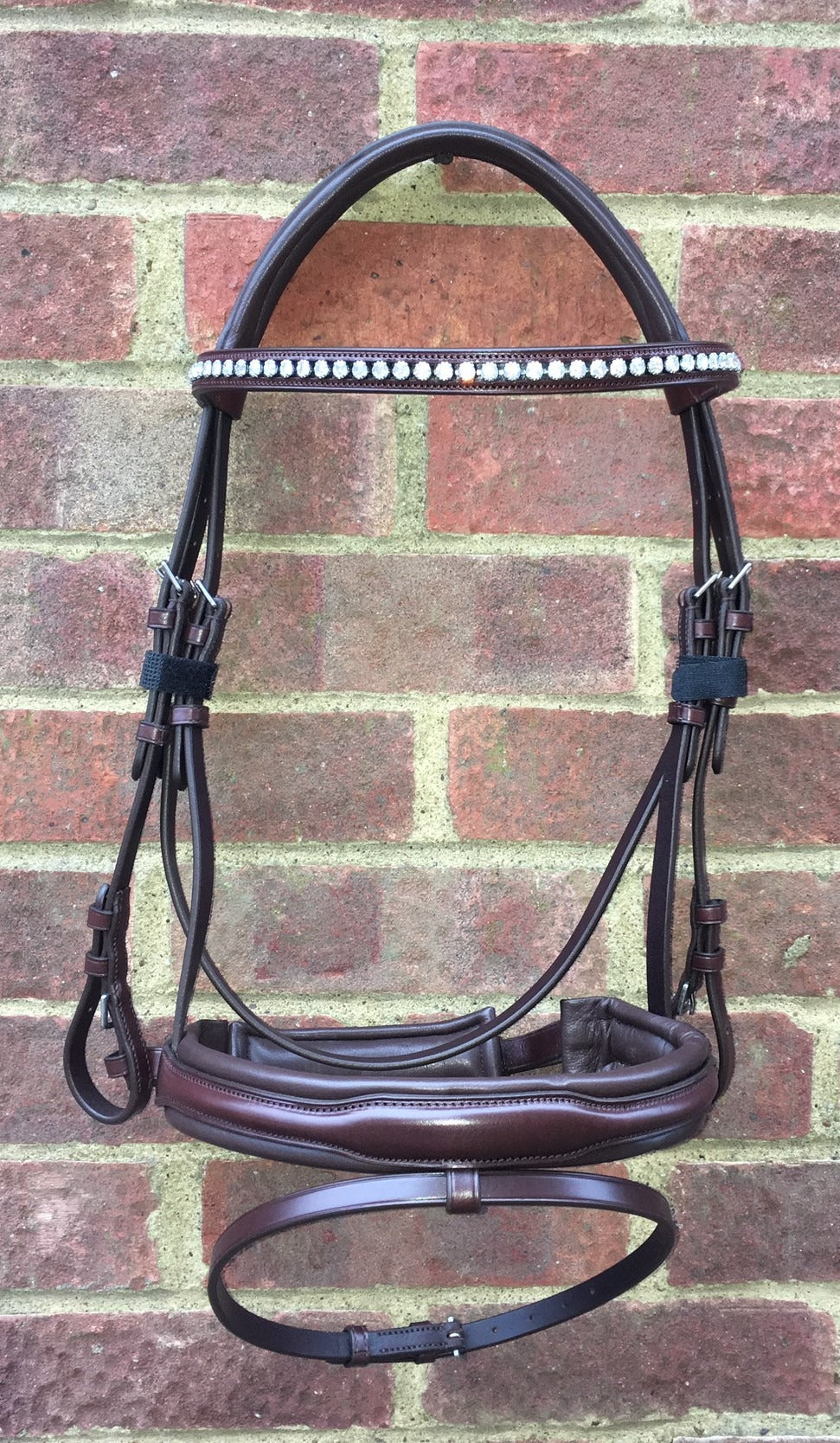 Cwell Equine Snaffle Bridle Liz Brown Italian Leather with Crystal Browband ( 778 )