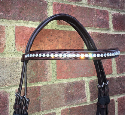 Cwell Equine Snaffle Bridle Liz Brown Italian Leather with Crystal Browband ( 778 )