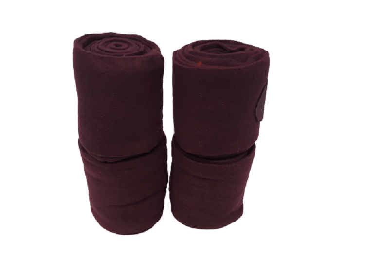 Cwell Equine Set of 4 horse/cob/pony fleece bandages 4" wide & 3 meters Burgundy