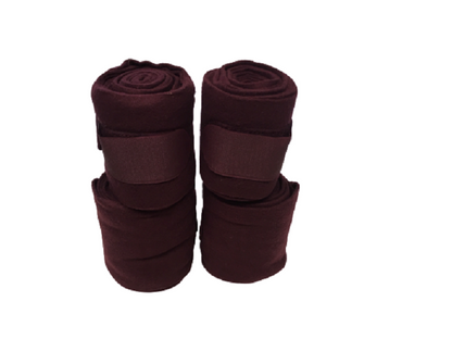 Cwell Equine Set of 4 horse/cob/pony fleece bandages 4" wide & 3 meters Burgundy