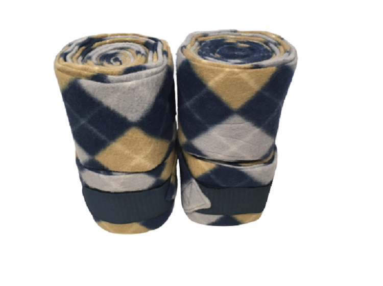 Cwell Equine Set of 4 horse/cob/pony fleece bandages 4" wide & 3 meters Grey Check