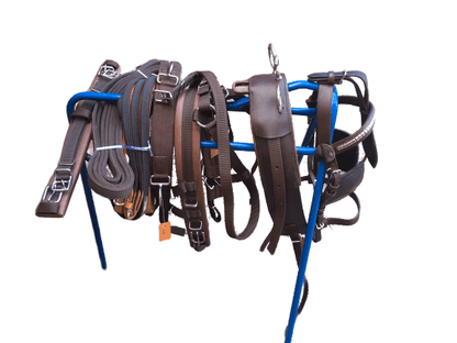 Cwell Equine Nylon + Leather HORSE DRIVING Cart Harness Saddle Bridle COB BROWN
