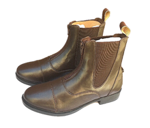 Load image into Gallery viewer, Cwell Equine Quality Leather Front Zip Jodhpur Paddock Boots Black/Brown
