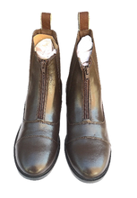 Load image into Gallery viewer, Cwell Equine Quality Leather Front Zip Jodhpur Paddock Boots Black/Brown
