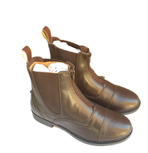 Load image into Gallery viewer, Cwell Equine Quality Leather Front Zip Jodhpur Paddock Boots Black/Brown
