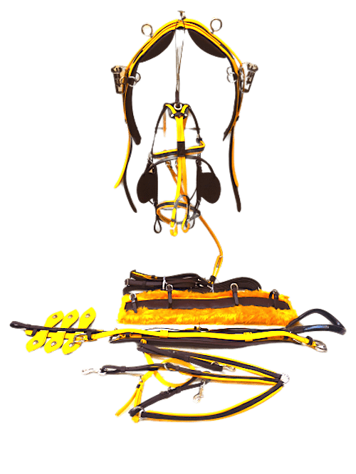 Cwell Equine Top Quality Trotting Racing Horse Harness Quick Hitch Yellow/Brown Full