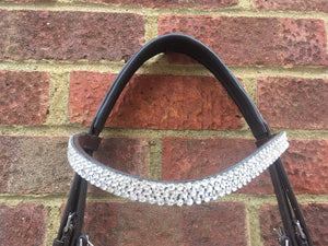 Cwell Equine Snaffle Bridle Zurich With U shape 5 rows Crystal Browband Brown Full(697)