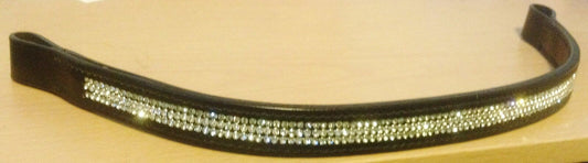 New Designer ** 3 rows ** Clear  Crystal ** Browband cob Size  - Black (15")