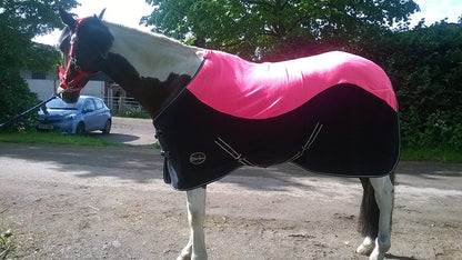 NEW PINK/BLACK TWO/TONE COLOR HORSE COB PONY SHOW TRAVEL FLEECE RUGS