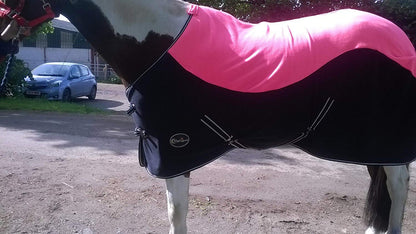 NEW PINK/BLACK TWO/TONE COLOR HORSE COB PONY SHOW TRAVEL FLEECE RUGS