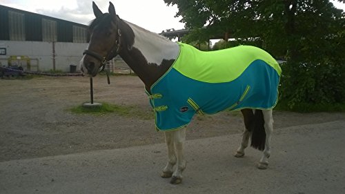 NEW TWO/TONE color horse/cob/pony SHOW FLEECE RUGS lime Green/Turquoise