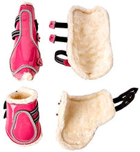 Load image into Gallery viewer, New Cwell Equine Bling Tendon &amp; Fetlock Boots Sparkly Diamante on Patent Leather PINK
