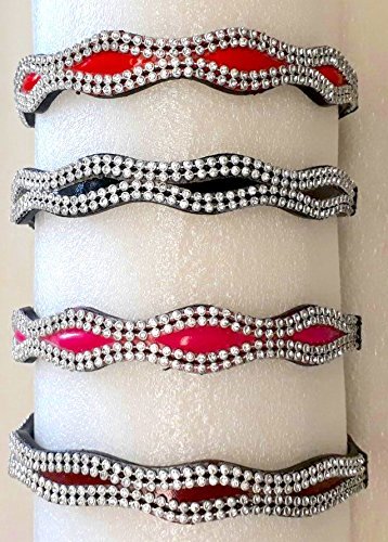 New Designer Bling Clear Crystal with Patent coloured Leather Browband Black F/C/P