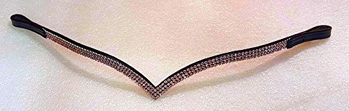 New Designer V 3 Rows PINK Crystal Browband choice of sizes Black leather