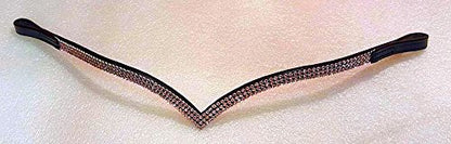 New Designer V 3 Rows PINK Crystal Browband choice of sizes Black leather