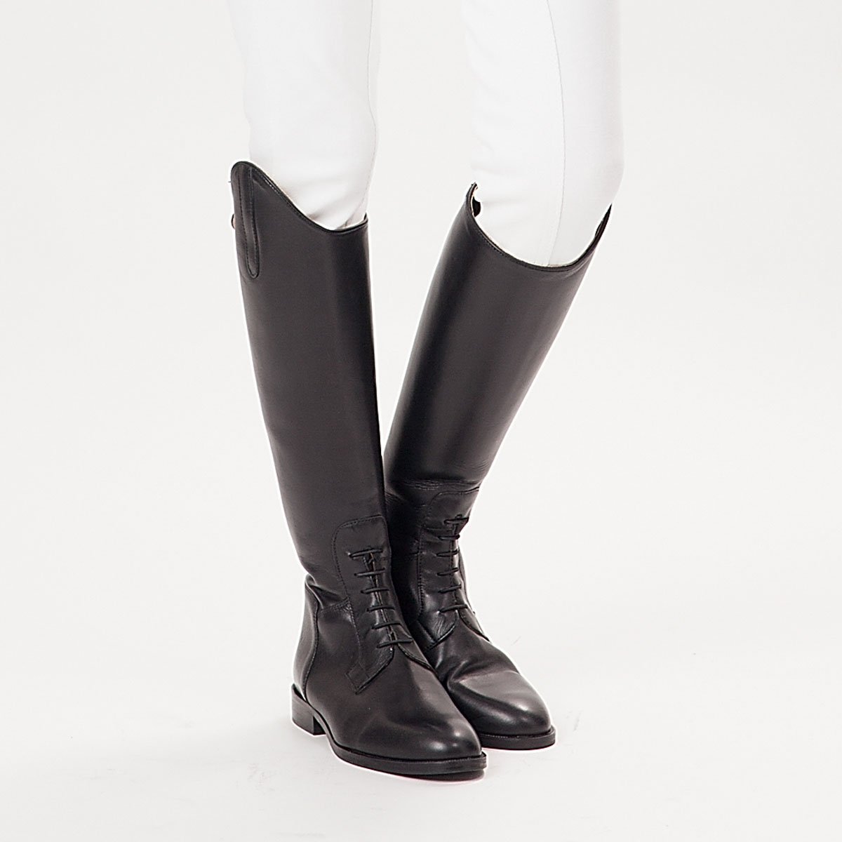 Shires Norfolk Long Leather Riding Boots Black Plain Leather
