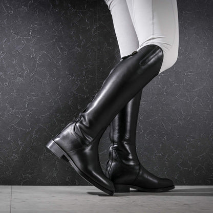 Shires Norfolk Long Leather Riding Boots Black Plain Leather