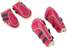 Load image into Gallery viewer, New Cwell Equine Bling Tendon &amp; Fetlock Boots Sparkly Diamante on Patent Leather PINK
