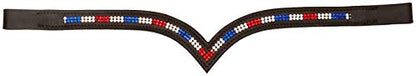 Cwel Equine New Designer (V) Shaped 2 Row *Team GB* Crystal Browband BROWN FULL/COB