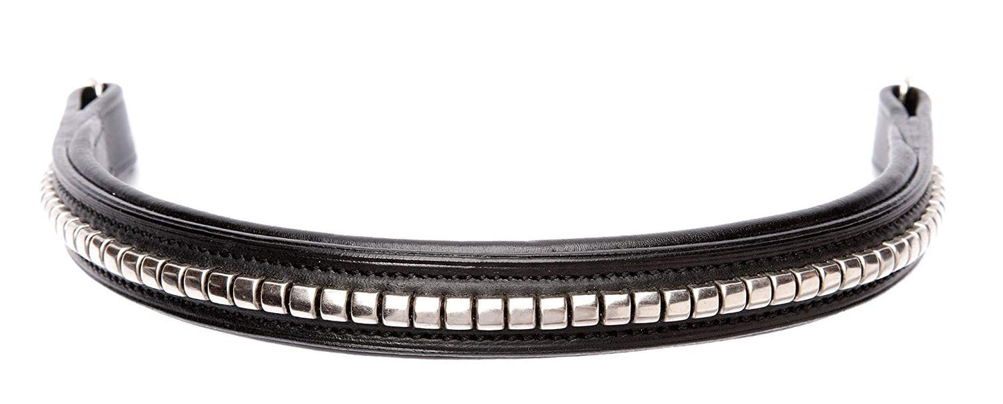 Cwell Equine Browband Silver Clincher Great Quality hand made Black/Brown