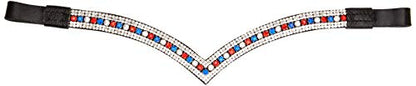 Cwell Equine Bling V Shape 5 Rows Diamante Team GB/Clear Crystal Browband Dressage Black