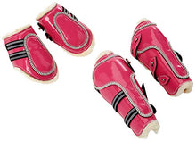 Load image into Gallery viewer, New Cwell Equine Bling Tendon &amp; Fetlock Boots Sparkly Diamante on Patent Leather PINK
