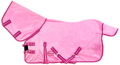 Cwell Equine NEW MINI/SHETLAND/PONY FLY RUG SOFT MESH ATTACHED NECK COVER PINK 3&#039;6-4&#039;9&quot;