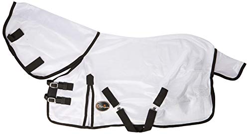 Cwell Equine NEW MINI/SHETLAND/PONY FLY RUG SOFT MESH ATTACHED NECK COVER WHITE 3'6-4'9"