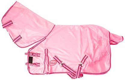 Cwell Equine NEW MINI/SHETLAND/PONY FLY RUG SOFT MESH ATTACHED NECK COVER PINK 3&#039;6-4&#039;9&quot;