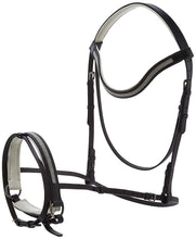 Load image into Gallery viewer, Cwell Equine Diamonte Leather Comfort Bridle With White Padding With Free Reins BLACK
