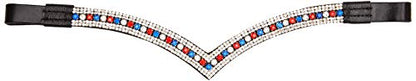 Cwell Equine Bling V Shape 5 Rows Diamante Team GB/Clear Crystal Browband Dressage Black