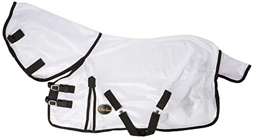 Cwell Equine NEW MINI/SHETLAND/PONY FLY RUG SOFT MESH ATTACHED NECK COVER WHITE 3'6-4'9"
