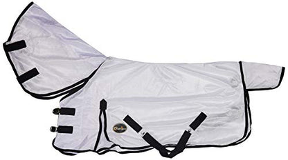 Cwell Equine NEW MINI/SHETLAND/PONY FLY RUG SOFT MESH ATTACHED NECK COVER WHITE 3'6-4'9"
