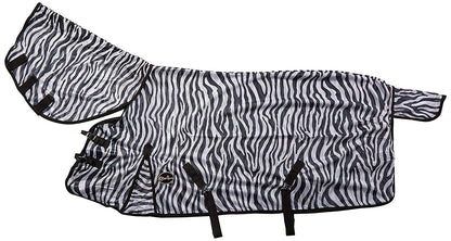 Cwell Equine New Bug Away Horse fly rug combo attached neck cover ZEBRA PRINT