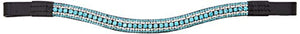 Cwell Equine Quality Leather 5 Row Iridescent, Aquamarine clear crystal bling Browband