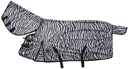 Cwell Equine New Bug Away Horse fly rug combo attached neck cover ZEBRA PRINT