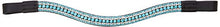 Load image into Gallery viewer, Cwell Equine Quality Leather 5 Row Iridescent, Aquamarine clear crystal bling Browband
