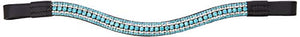 Cwell Equine Quality Leather 5 Row Iridescent, Aquamarine clear crystal bling Browband