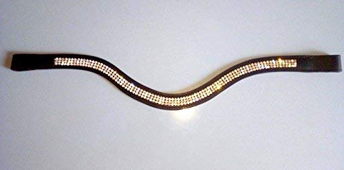 Cwell Equine Leather 3 Rows U Shape Clear crystal Mega sparky Browband Black/Brown
