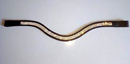 Cwell Equine Leather 3 Rows U Shape Clear crystal Mega sparky Browband Black/Brown