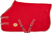 Load image into Gallery viewer, Cwell Equine NEW HORSE COB PONY RED SHOW TRAVEL FLEECE RUG 3&#039;6&quot;-6&#039;9&quot; stable cooler choice of Sizes

