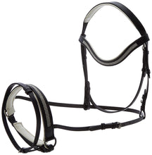 Load image into Gallery viewer, Cwell Equine Diamonte Leather Comfort Bridle With White Padding With Free Reins BLACK
