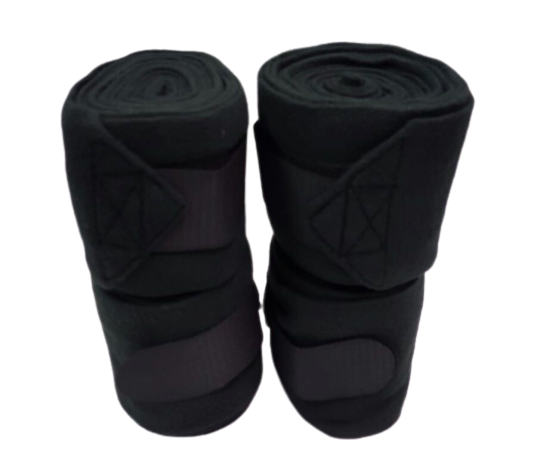 Cwell Equine Set of 4 horse/cob/pony fleece bandages 4" wide & 3 meters BLACK