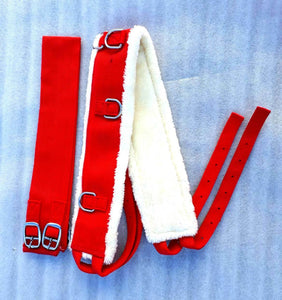 Cwell Equine New Nylon Lunge Roller Adjustable Lunging Training Soft Fleece RED Full/Cob/Pony